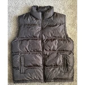 Southpole Men's XL Brown Embroidered Full Zip Puffer Vest Zipped Pockets